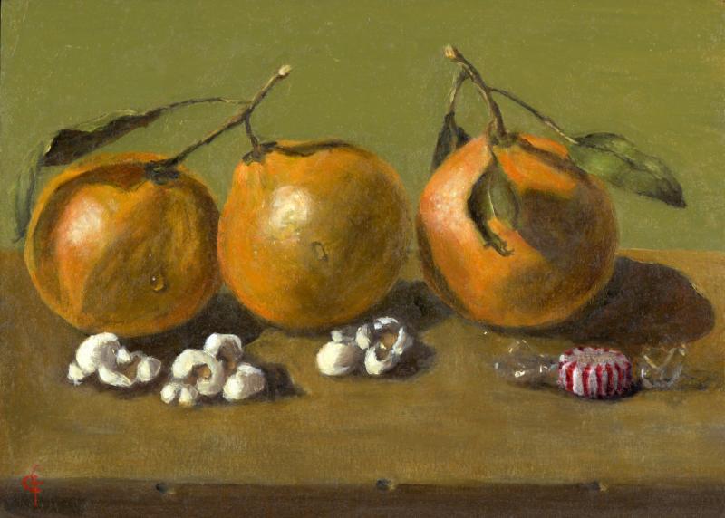 Three's a Crowd, oil on panel, 6 x 8 inches , $650 