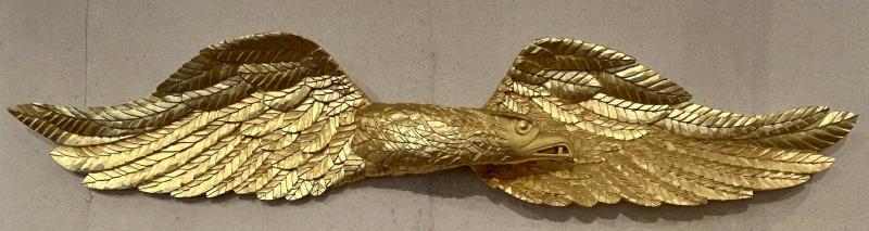 J.P. Uranker Bellamy Eagle, Solid Mahogany & 24K Gold Leaf, 10 x 49 inches, Please Inquire 