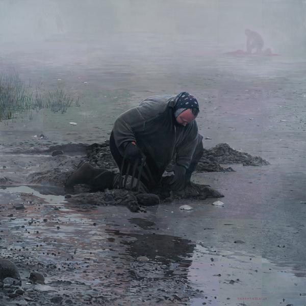 The Clammer Lady, oil on canvas, 40 x 40 inches, $19,500 