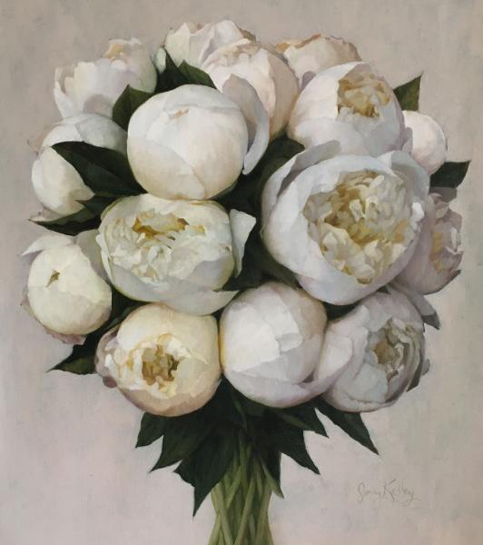 White Peonies, oil on linen, 16 x 18 inches   SOLD 