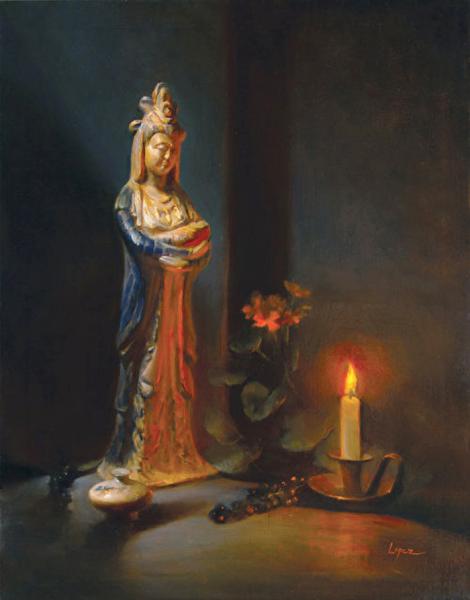 Quan Yin, Mother of Compassion, oil on linen, 28 x 22 inches, $5,200 