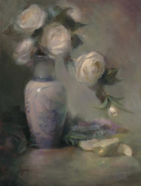 Sweet Summer Roses, oil on panel, 16 x 12 inches, $2,100 
