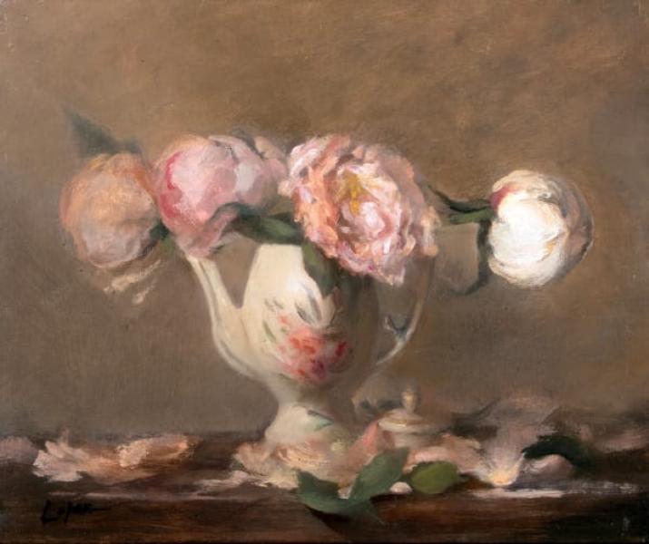 Peony Petals, oil on panel, 15 x 17 inches, $1,400 