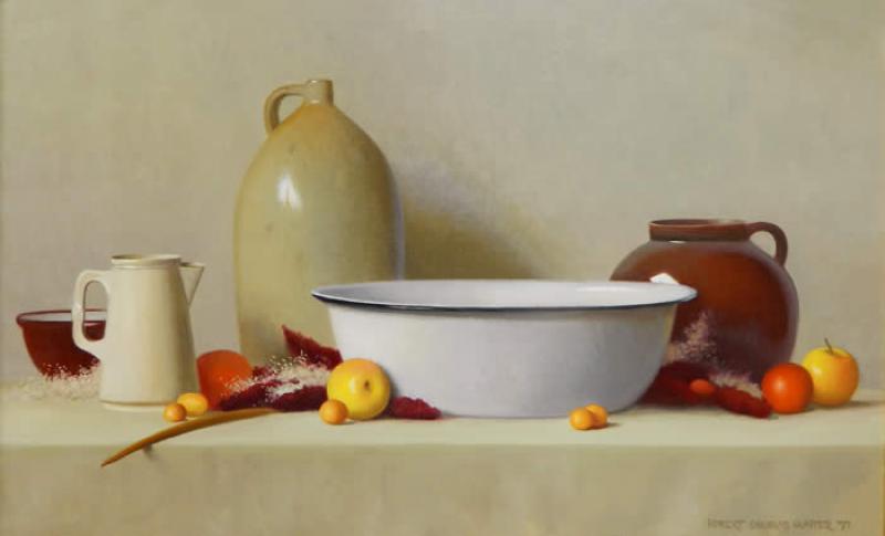 Arrangement with Apples, Tangerines and Kumquats, oil on canvas, 25 x 40 inches   SOLD 