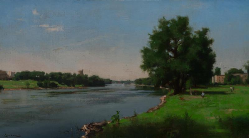River View, oil on canvas, 8 x 14 inches, $2,800 