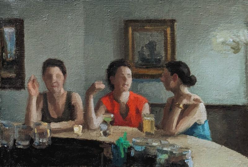 Three Sisters, oil on canvas, 7 x 10 inches , $1,900 