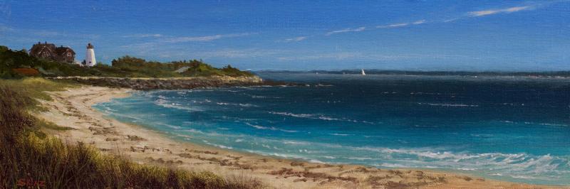 Lighthouse Breeze, oil on panel, 4 x 12 inches, $2,000 