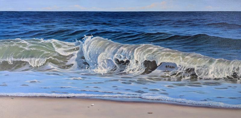 Gentle Reminder, oil on linen, 18 x 36 inches, $3,300 