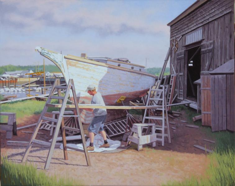 Refinishing the Hull, oil on canvas, 16 x 20 inches, $3,000 