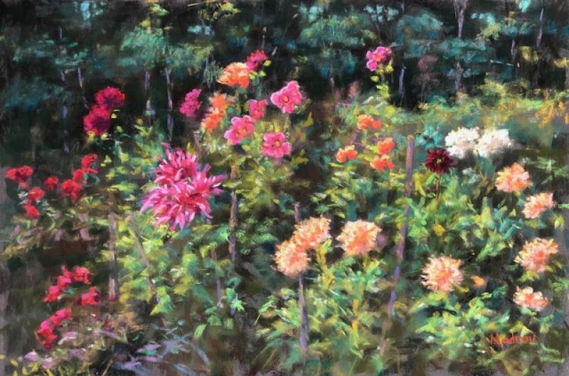 Dahlia Delight, pastel on La Carte, 12 x 18 inches   SOLD 