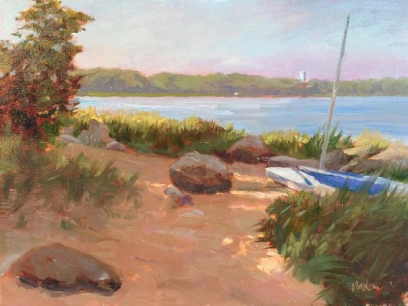 Light Stripes, Town Cove, oil on mounted linen, 12 x 16 inches   SOLD 