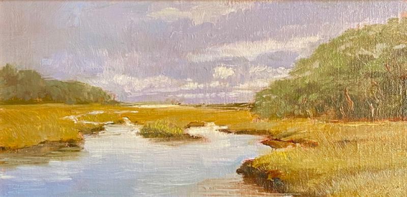 Soft Light Pamet, oil on mounted linen, 8 x 16 inches, $1,200 