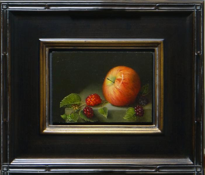 An Apple with Berries, oil on linen panel, 5 x 7 inches   SOLD 
