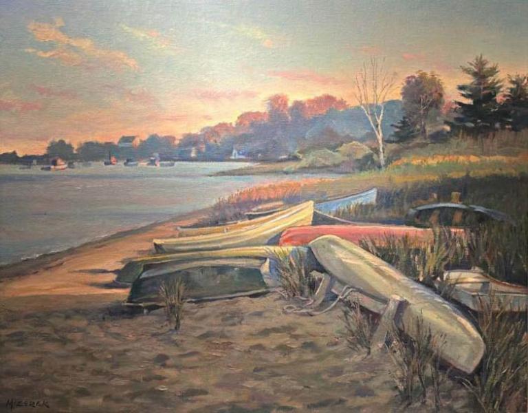 Beached Boats, oil on panel, 16 x 20 inches, $3,600 