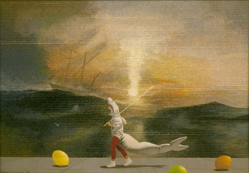 After the Parade - Jaws, egg tempera, 22 x 31 inches   SOLD 