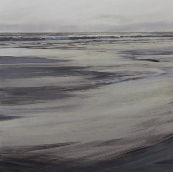 Into the Sea, oil on silver leafed panel, 16 x 16 inches, $4,200 