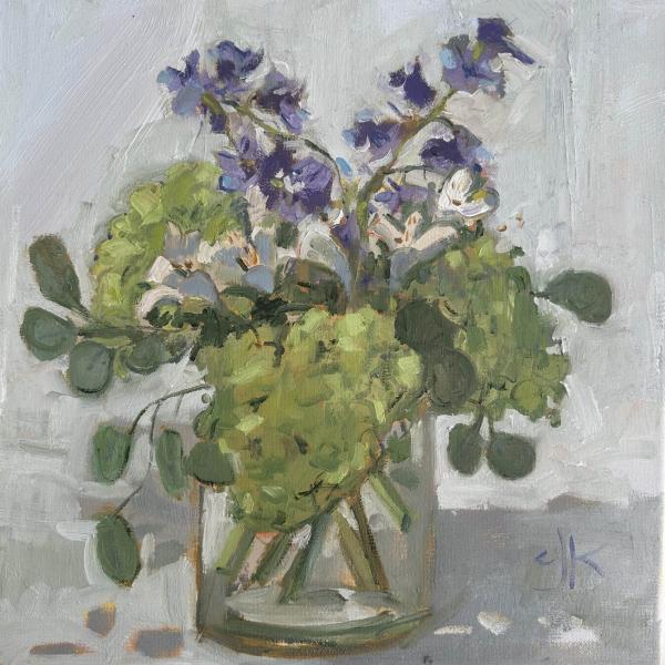 Poise for Luck, oil on canvas , 14 x 14 inches, $1,250 