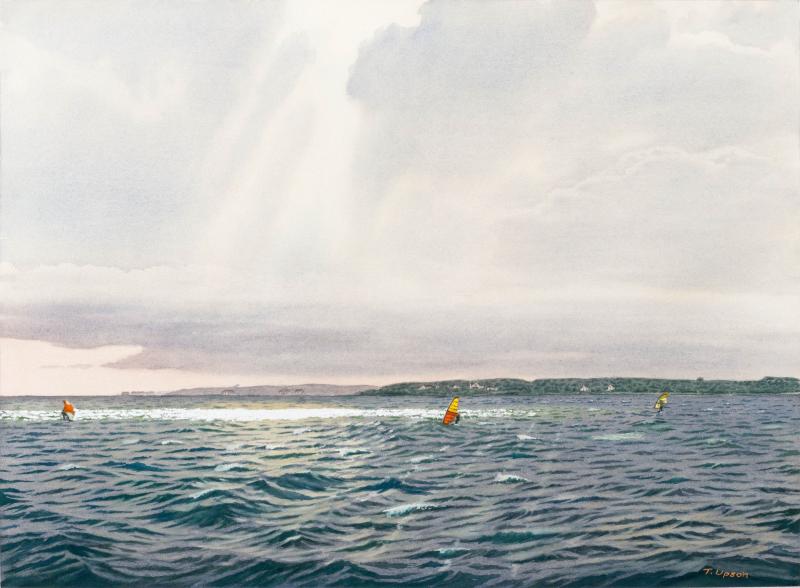 Windsurfers, Watercolor on Paper, 22 x 28 inches, $4,000 