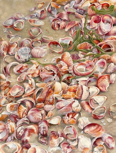 Slippers in the Sand, oil on panel, 24 x 18 inches, $3,600 