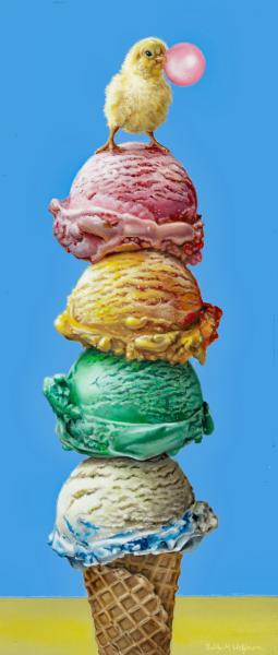 Chick A La Mode, oil on panel, 16.5 x 7 inches &nbsp; SOLD 