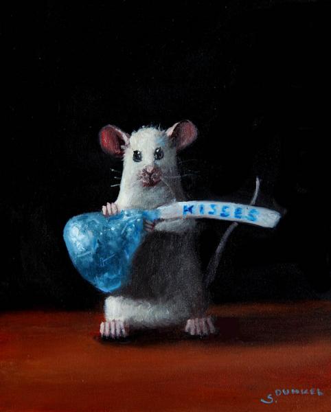 Blue Kisses, oil on panel, 5 x 4 inches   SOLD 