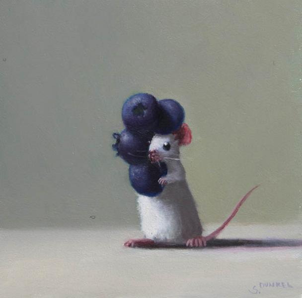 Blueberry Hunter, oil on panel, 5 x 5 inches &nbsp; SOLD 