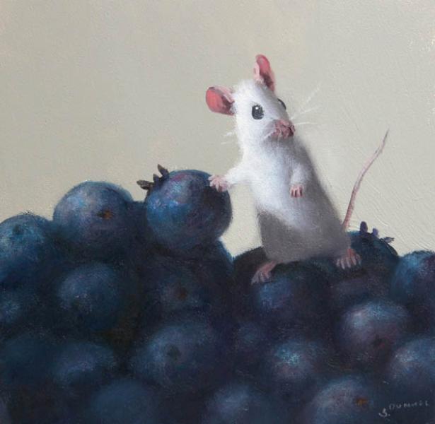 Blueberry Raid, oil on panel, 5 x 5 inches &nbsp; SOLD 