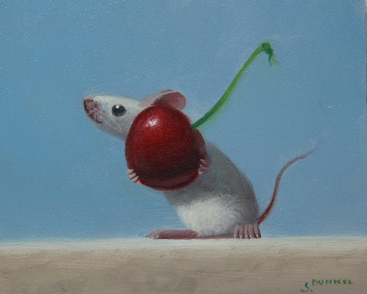 Cherry Picker, oil on panel, 4 x 5 inches, $700 
