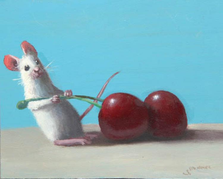 Cherry Prize, oil on panel, 4 x 5 inches   SOLD 
