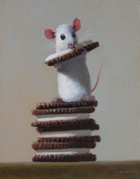 Cookie Feast, oil on panel, 5 x 4 inches &nbsp; SOLD 