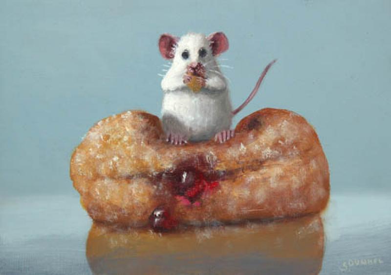 Donut Sitter, oil on panel, 5 x 7 inches   SOLD 