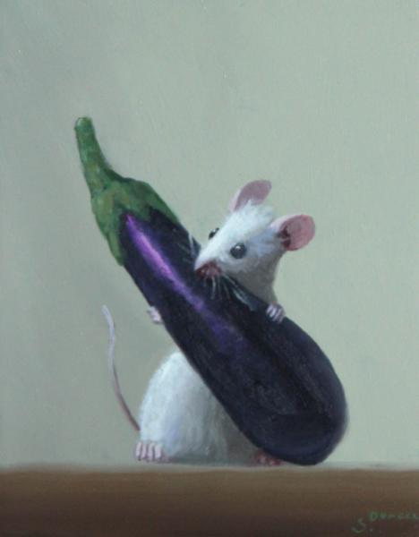 Eggplant Buddy, oil on panel, 5 x 4 inches   SOLD 