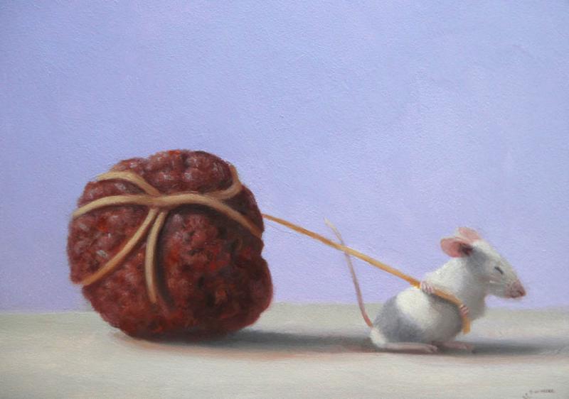 Finding Meatball, oil on panel, 5 x 7 inches   SOLD 