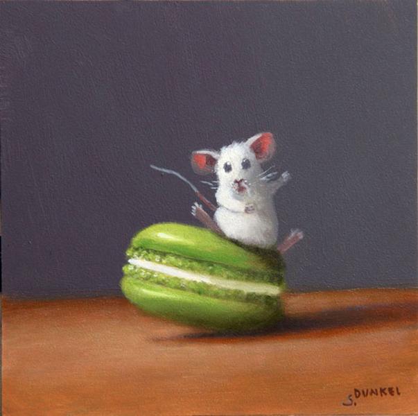 Macron Surprise, oil on panel, 5 x 5 inches, $800 