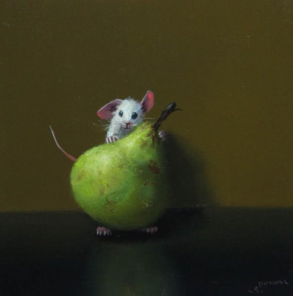 Pear Lunch, oil on panel, 5 x 5 inches   SOLD 