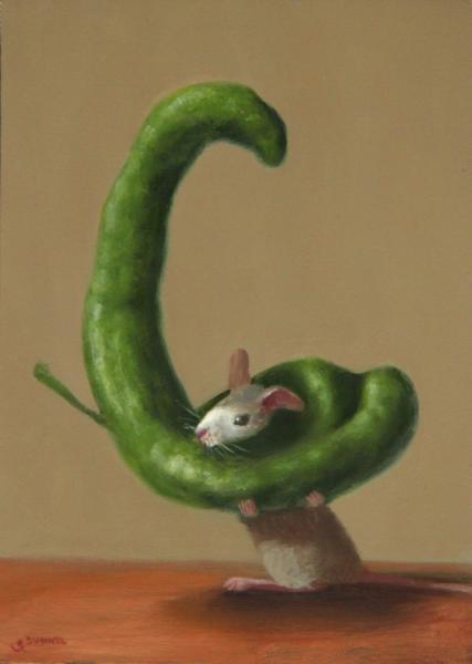 Pepper Peeper, oil on panel, 8 x 6 inches   SOLD 