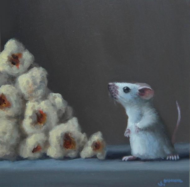 Popcorn Alley, oil on panel, 5 x 5 inches   SOLD 