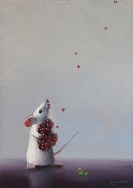 Raspberry Squeeze, oil on panel, 7 x 5 inches &nbsp; SOLD 