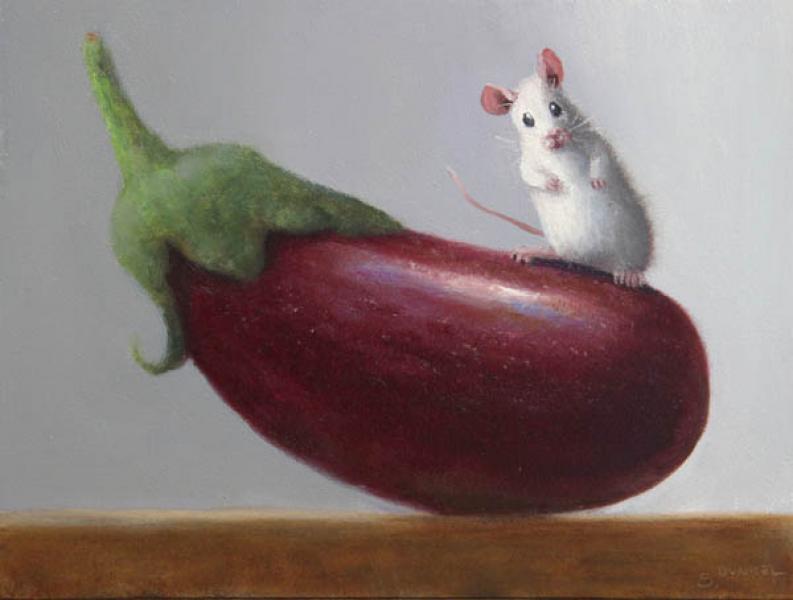 Rocking Eggplant, oil on panel, 6 x 8 inches, $1,100 