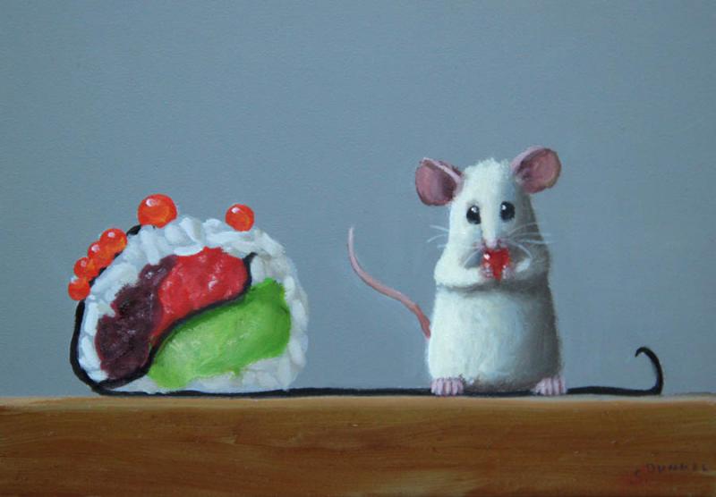 Sushi Picnic, oil on panel, 5 x 7 inches   SOLD 