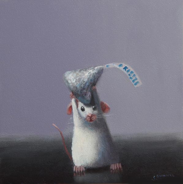 Taking a Kiss, oil on panel, 5 x 5 inches &nbsp; SOLD 