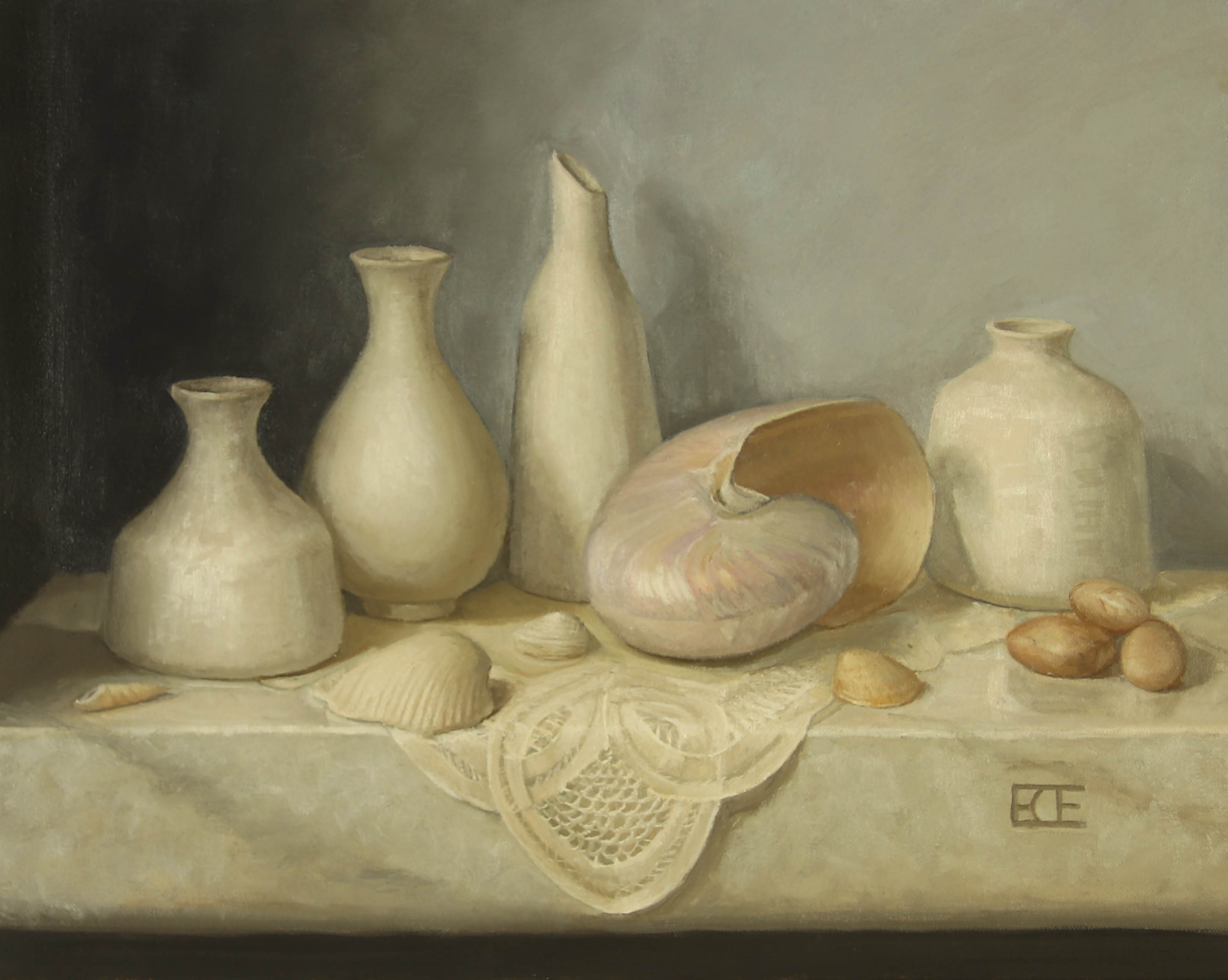 Vessels shells and belgium lacelr